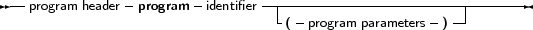 --program header- program -identifier--|------------------------------
                                 -( -program parameters- )--
     