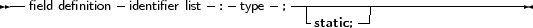 --field definition- identifier list- :- type- ;--|--------------------------
                                     -static;--
     